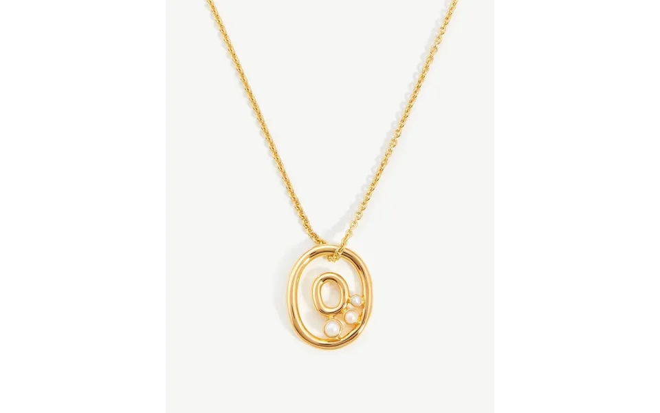 Chubby Pearl Initial Pendant Necklace - Initial O 18k Gold Vermeil Pearl