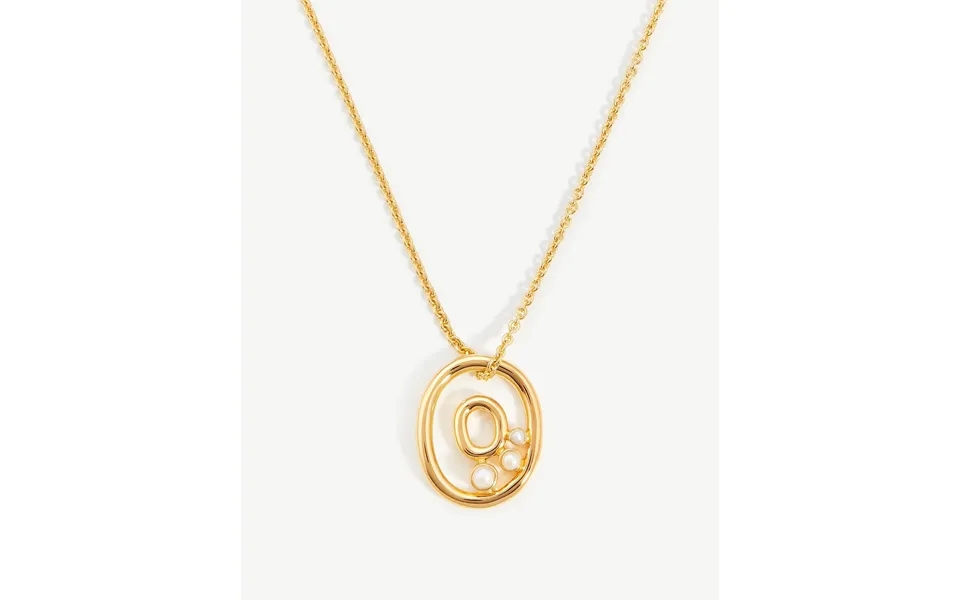 Chubby Pearl Initial Pendant Necklace - Initial O 18k Gold Vermeil Pearl