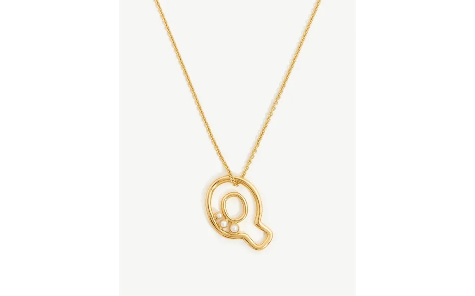 Chubby Pearl Initial Pendant Necklace - Initial Q 18k Gold Vermeil Pearl