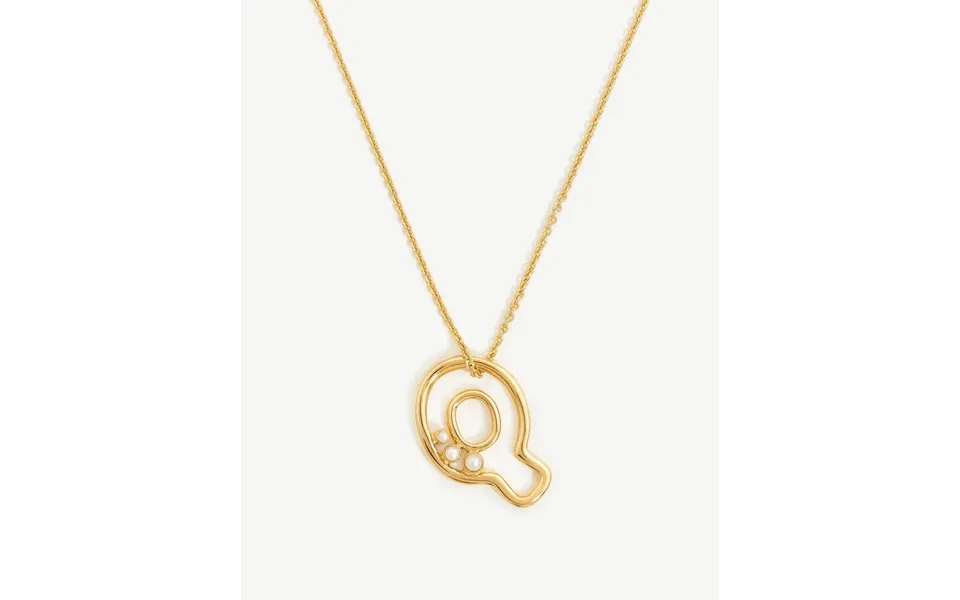 Chubby Pearl Initial Pendant Necklace - Initial Q 18k Gold Vermeil Pearl