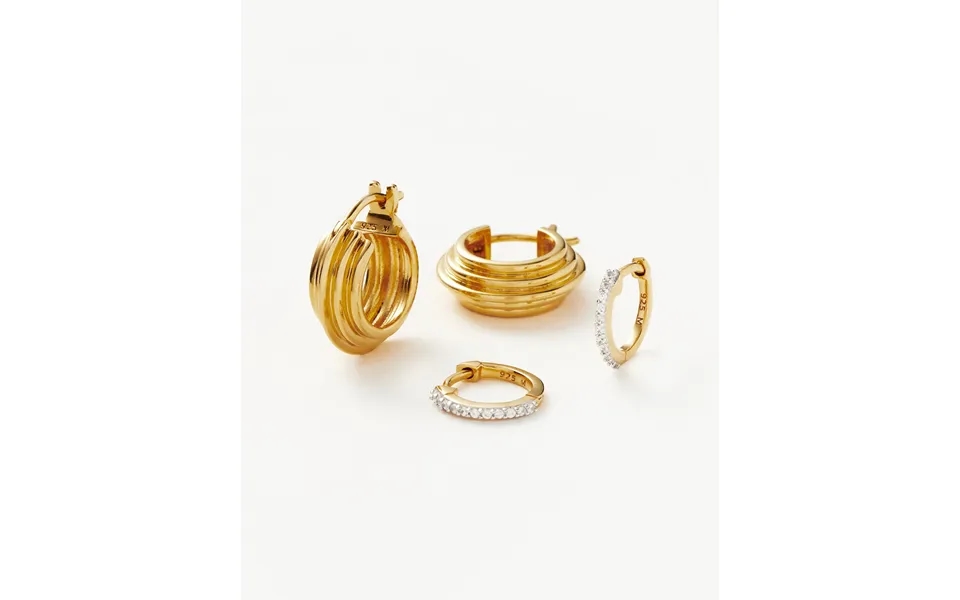 Classic Ridge Mini Hoop Earring Set 18k Gold Vermeil