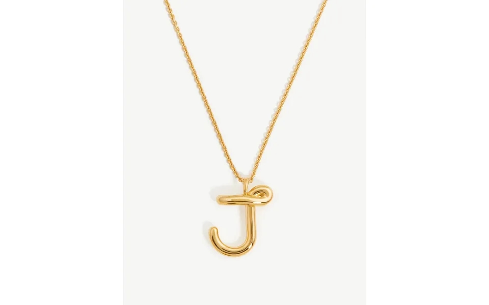 Curly Molten Initial Pendant Necklace - Initial J 18k Gold Vermeil