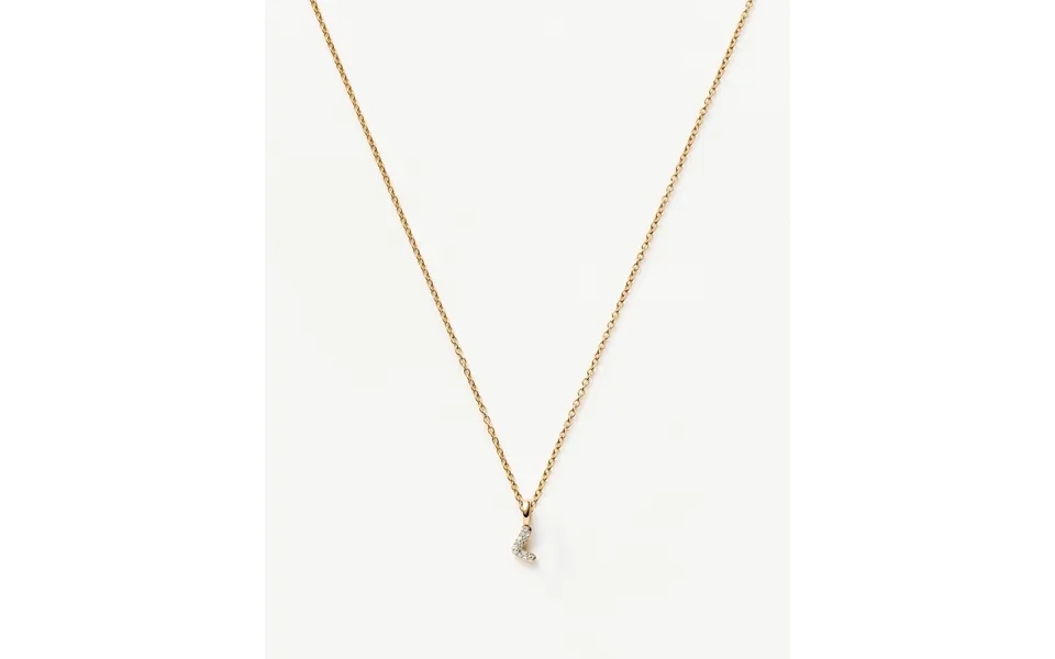 Fine Diamond Initial Mini Pendant Necklace - L 14k Solid Yellow Gold Plated Diamond