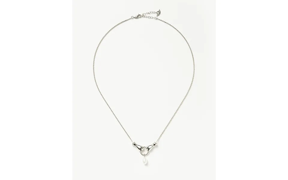 Harris Reed In Good Hands Drop Pendant Necklace Silver Plated Pearl & Black Onyx