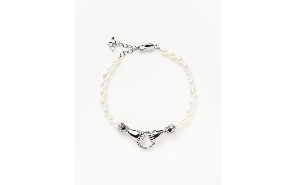 Harris Reed In Good Hands Pearl Bracelet Silver Plated Pearl & Black Onyx