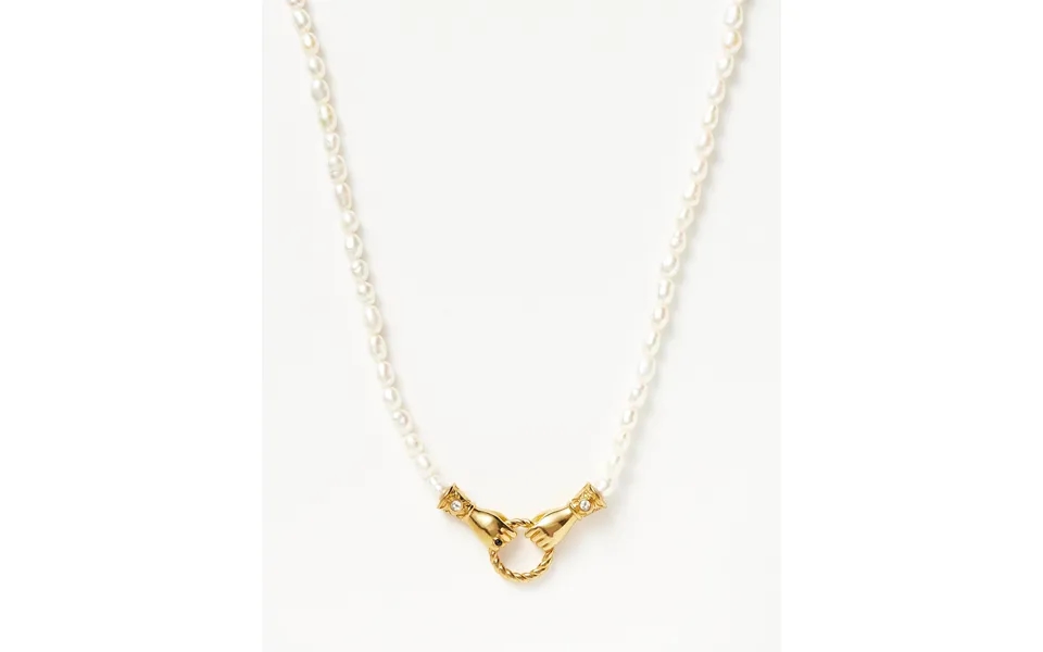 Harris Reed In Good Hands Pearl Pendant Necklace 18k Gold Plated Pearl & Black Onyx