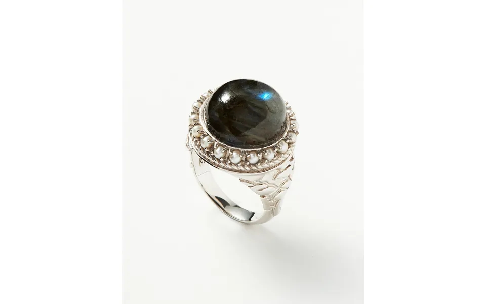 Harris Reed Labradorite Cocktail Ring Silver Plated Pearl & Labradorite