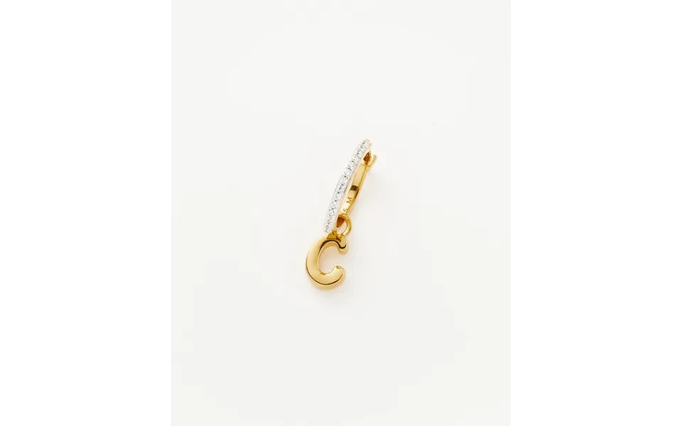 Initial Single Charm Hoop Earring - Initial C 18k Gold Vermeil