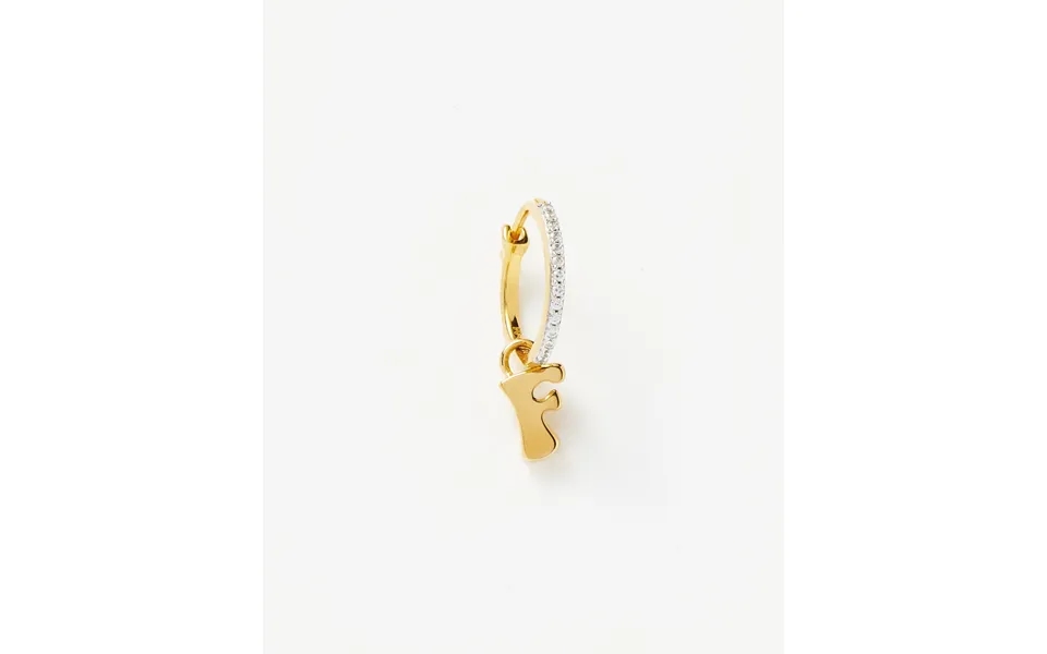 Initial Single Charm Hoop Earring - Initial F 18k Gold Vermeil