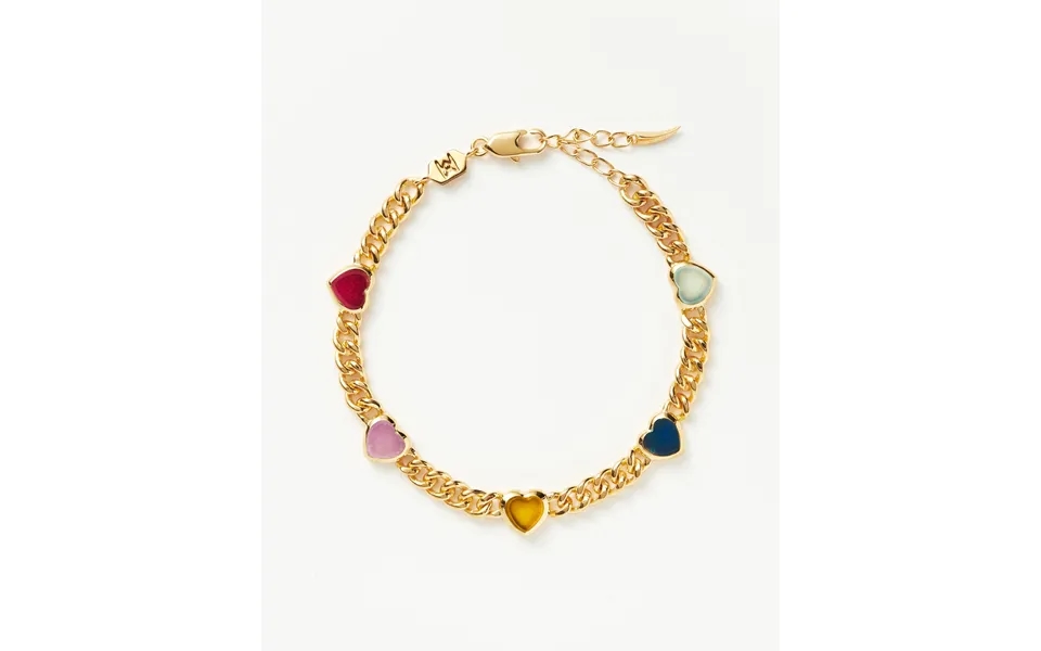 Jelly Heart Gemstone Charm Bracelet 18k Gold Plated Multi Quartz