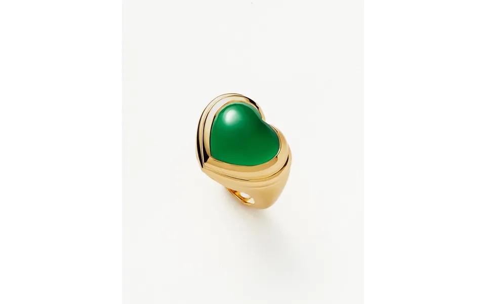 Jelly Heart Gemstone Ring 18k Gold Plated Green Chalcedony