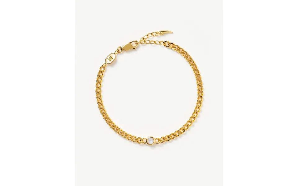 June Birthstone Chain Bracelet 18k Gold Plated Vermeil Rainbow Moonstone