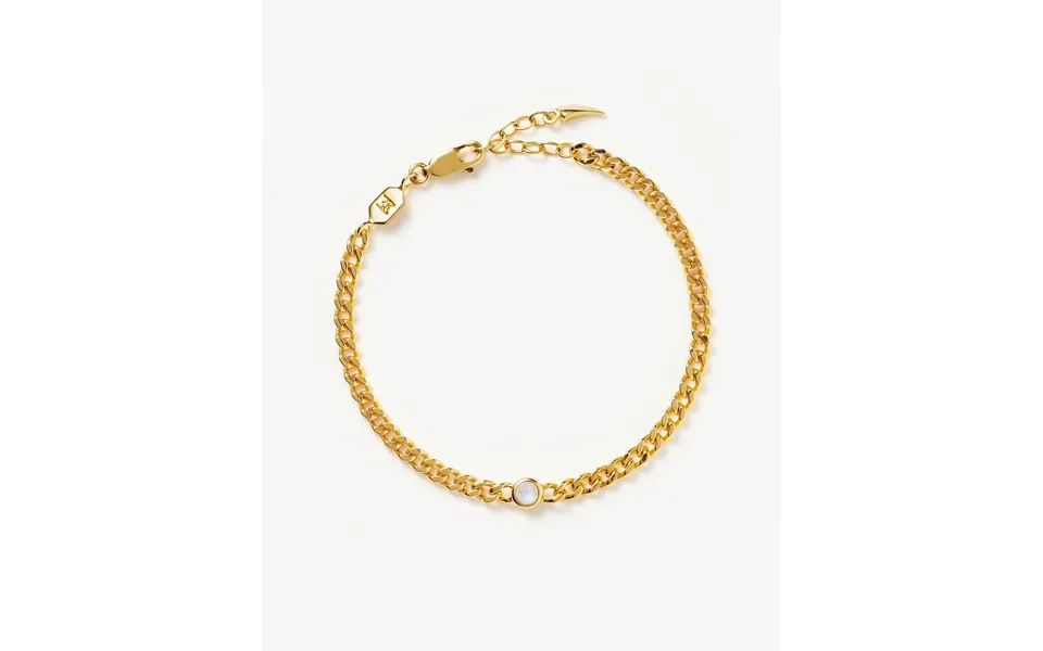 June Birthstone Chain Bracelet 18k Gold Plated Vermeil Rainbow Moonstone