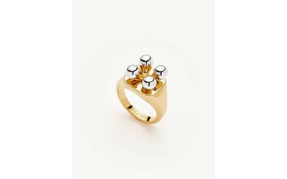 Kinetic Atom Spinning Signet Ring Mixed Metal