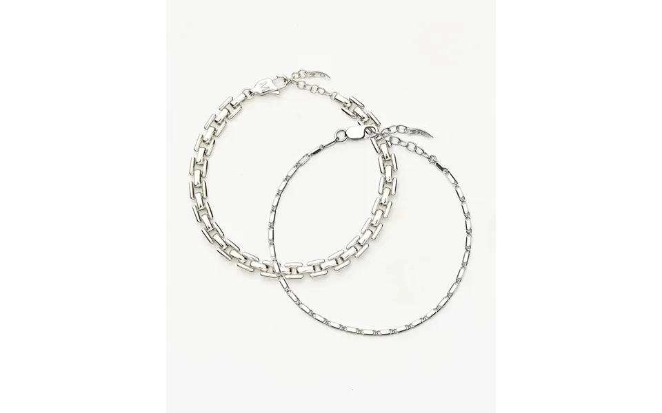 Lucy Williams Horizon & Timepiece Bracelet Set Sterling Silver Silver Plated