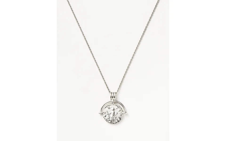 Lucy Williams Medium Engravable Roman Arc Coin Necklace Silver Plated