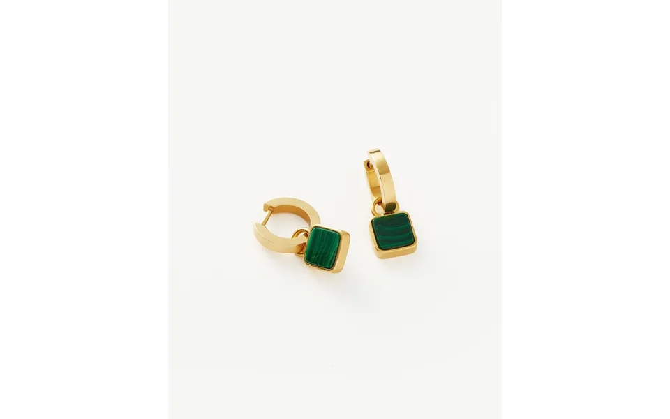 Lucy Williams Square Malachite Charm Hoop Earrings 18k Gold Vermeil Malachite