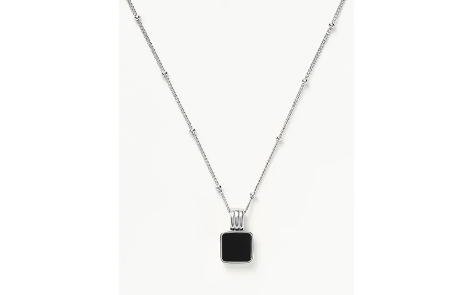 Lucy Williams Square Onyx Necklace Sterling Silver Black Onyx