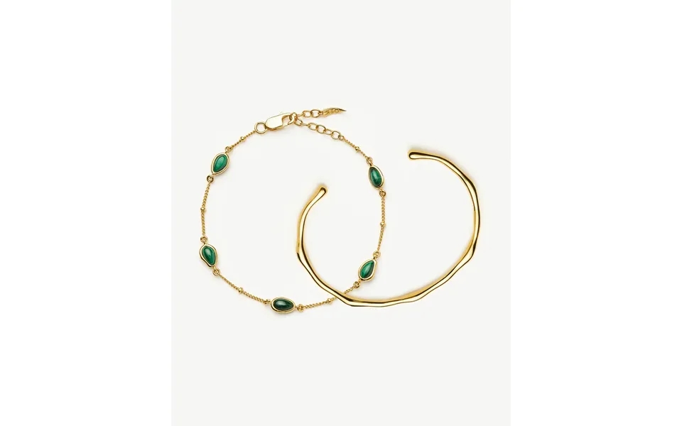 Magma Gemstone & Molten Cuff Bracelet Set 18k Gold Vermeil 18k Gold Plated