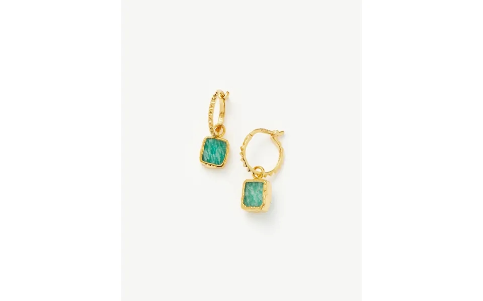 Mini Pyramid Charm Hoop Earrings 18k Gold Vermeil Amazonite