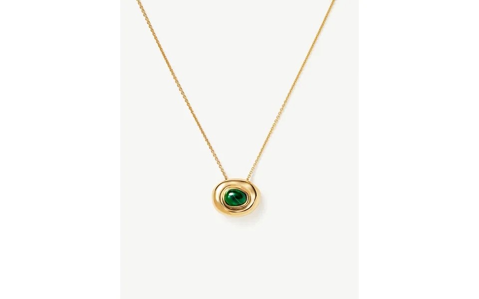 Molten Gemstone Doughnut Pendant Necklace 18k Gold Vermeil Malachite