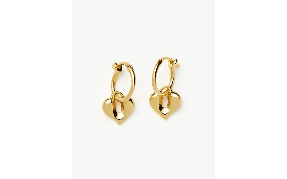 Molten Heart Charm Hoop Earrings 18k Gold Vermeil