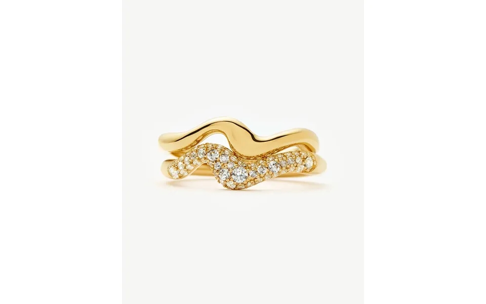 Molten Stacking Ring Set 18k Gold Vermeil Cubic Zirconia
