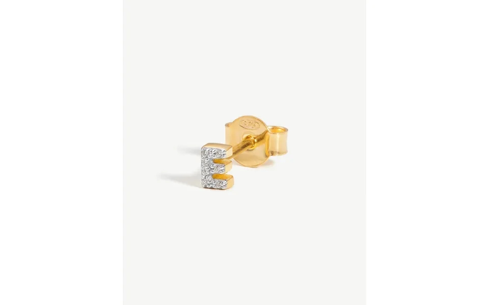 Pave Initial Single Stud Earring - Initial E 18k Gold Vermeil Cubic Zirconia