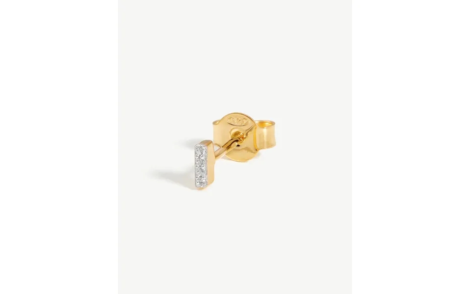Pave Initial Single Stud Earring - Initial I 18k Gold Vermeil Cubic Zirconia