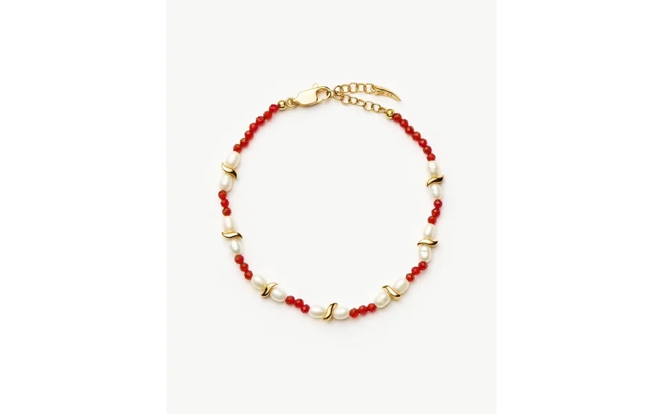Savi Seed Pearl Beaded Bracelet Red Quartz & Pearl