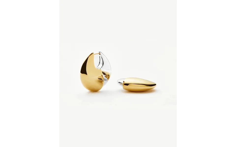 Sculptural Pebble Medium Hoop Earrings Mixed Metal