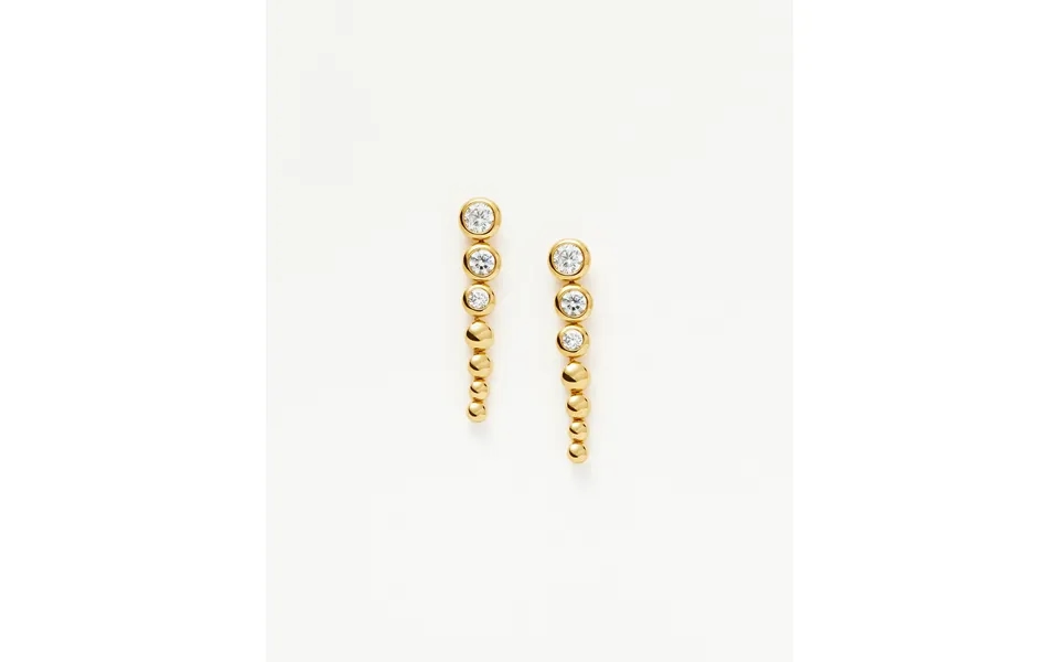 Tennis Beaded Stone Drop Earrings 18k Gold Vermeil Cubic Zirconia