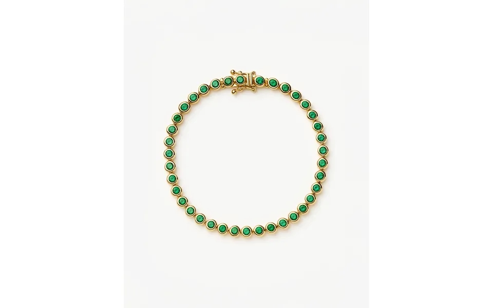 Tennis Round Bracelet 18k Gold Vermeil Emerald Green Nano-crystal