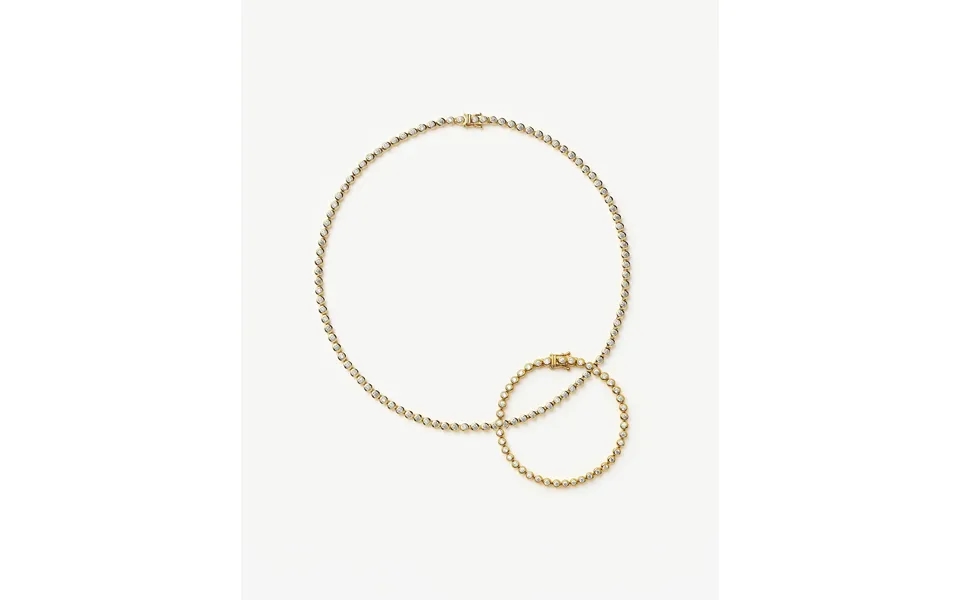 Tennis Round Necklace & Bracelet Set 18k Gold Plated 18k Gold Vermeil Cubic Zirconia