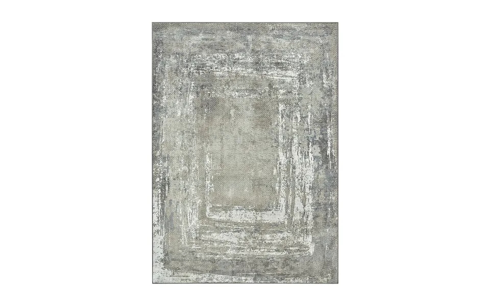 Amaya Bordered Abstract Greige Washable Rug