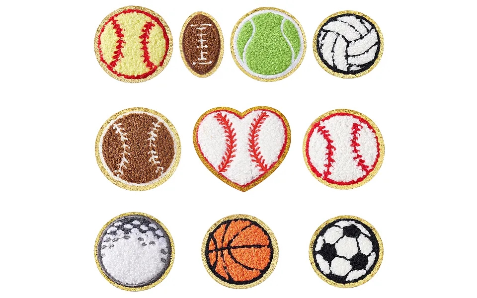 10 Styles Acrylic Fiber Glitter Powder Embroidery Sew On Appliques