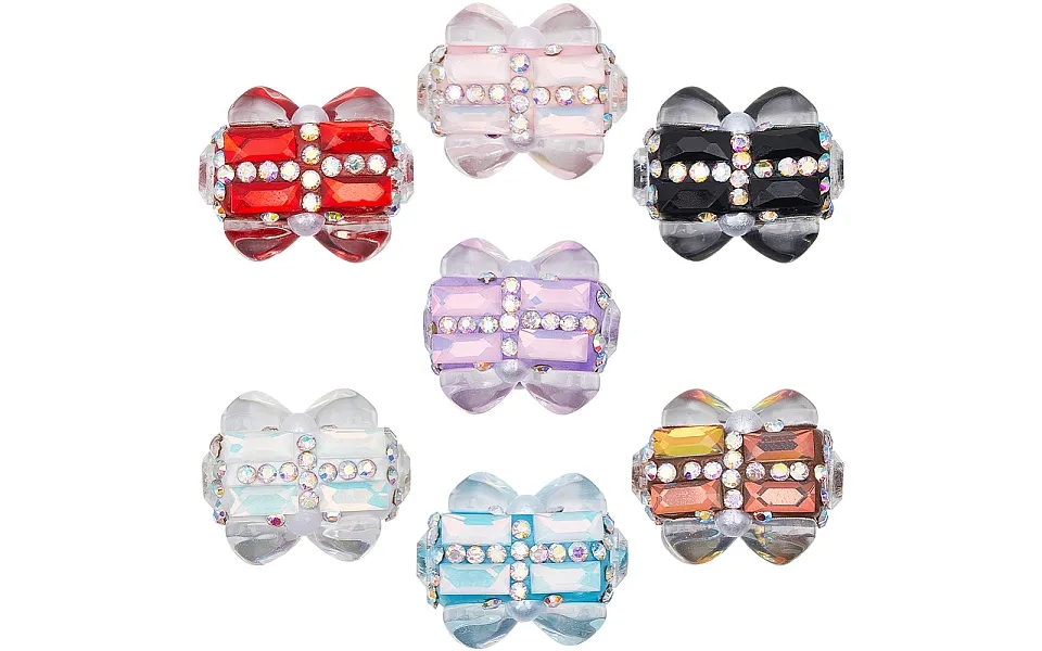 10pcs Polymer Clay Pave Rhinestone Rectangle Beads With Resin Heart