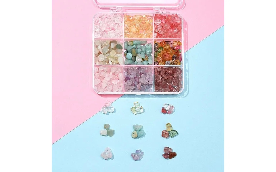 117g 9 Style Natural & Synthetic Gemstone Chips Beads Sets