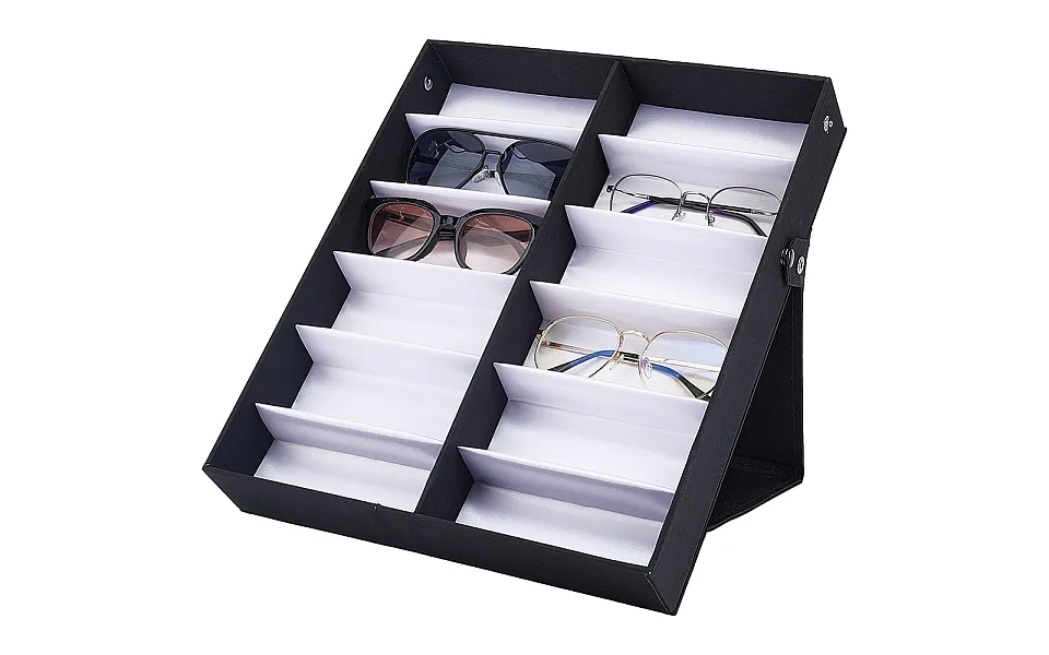 12-slot Rectangle Mdf Covered With Velvet Glasses Organizer Case