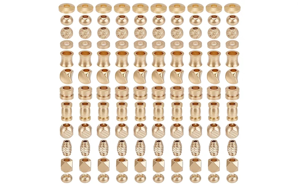 120pcs 12 Styles Brass Beads