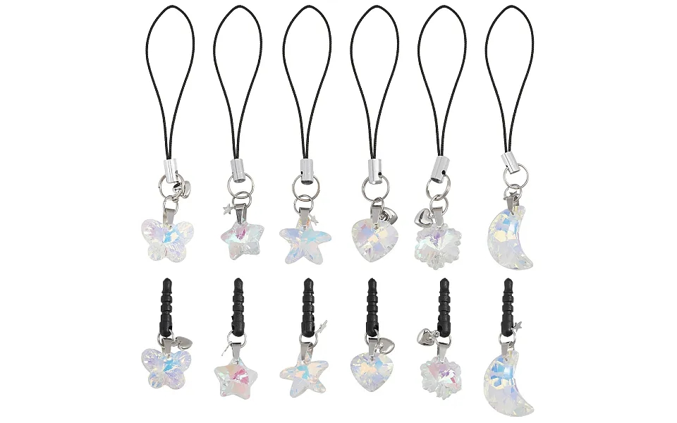 12pcs Plastic Mobile Dustproof Plugs & Mobile Straps