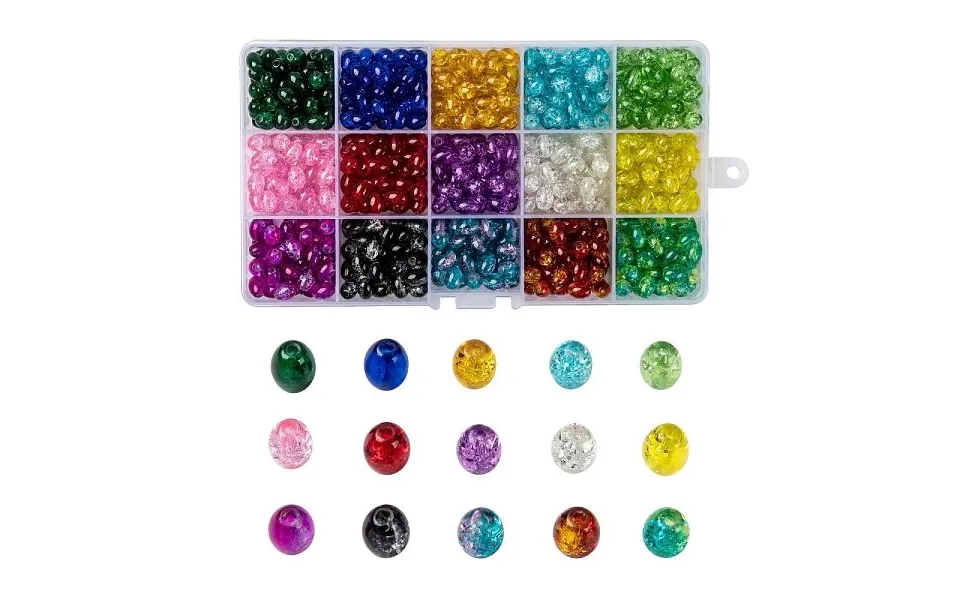 15 Colors Transparent Crackle Glass Beads