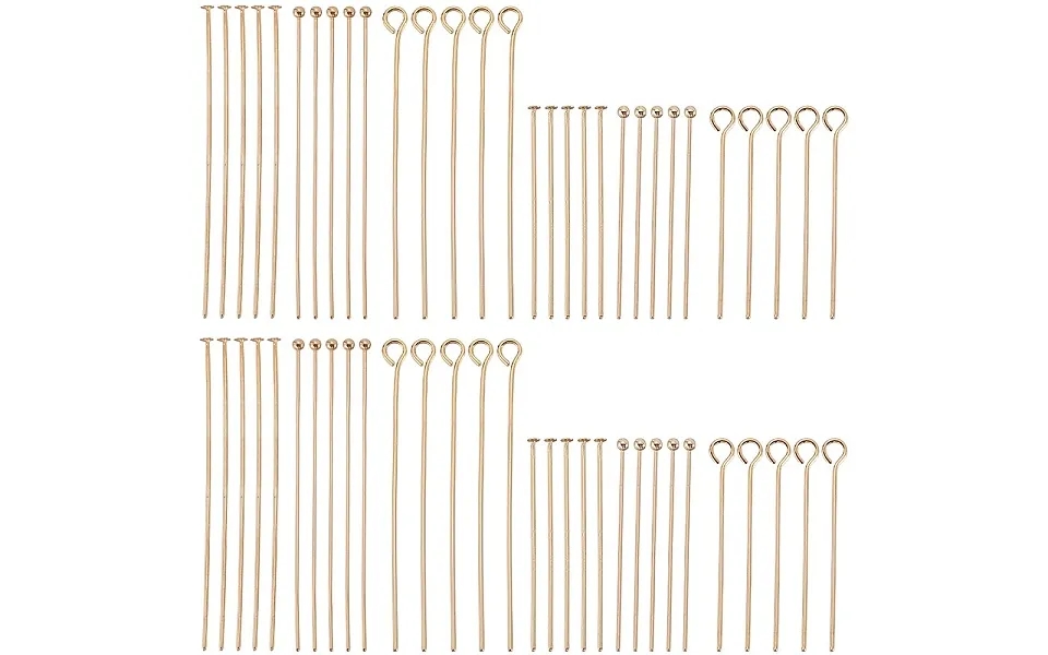 180pcs 6 Style Brass Flat & Round Head Pins & Eye Pin