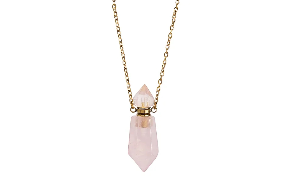 1pc Natural Rose Quartz Faceted Hexagonal Prism Perfume Bottle Pendant Necklaces