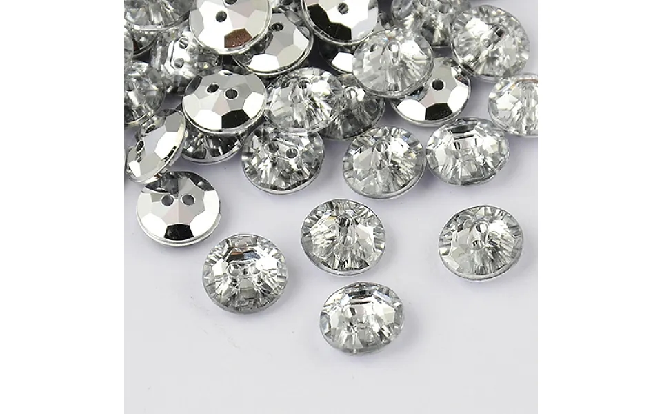 2-hole Taiwan Acrylic Rhinestone Flat Round Buttons
