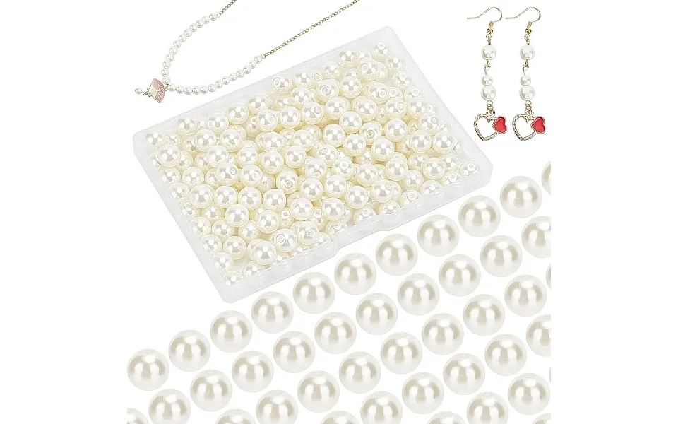 200pcs 8mm Tiny Satin Luster Round Glass Pearl Beads Assortment Lot For Jewelry Making Round Box Kit