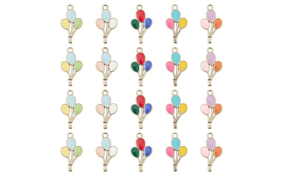 20pcs 5 Colors Alloy Enamel Pendants