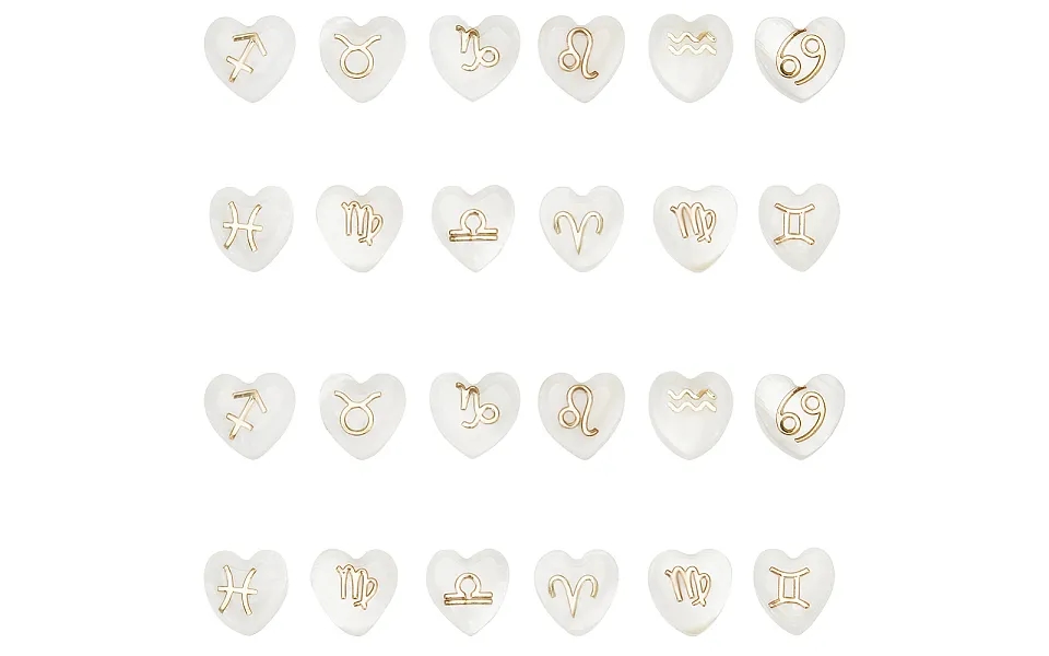 24pcs 12 Styles Natural White Shell Beads