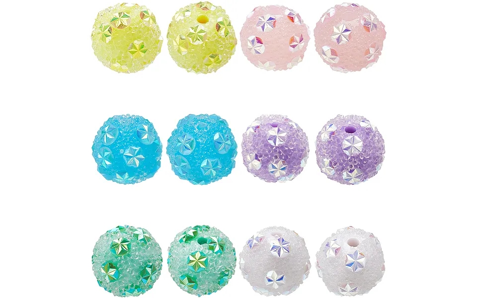24pcs 6 Colors Resin Sugar Bubblegum Beads