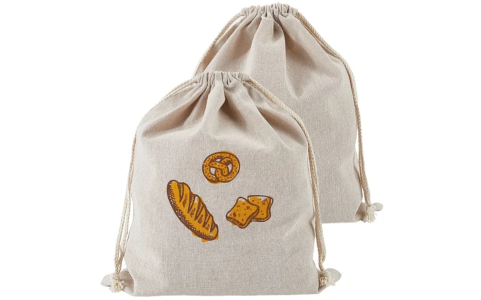 2pcs Linen Bread Print Pouches